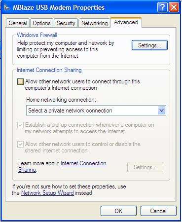 allow internet connection sharing