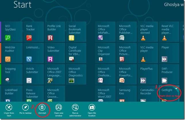 How to Uninstall Apps from Windows 8 via Start Menu