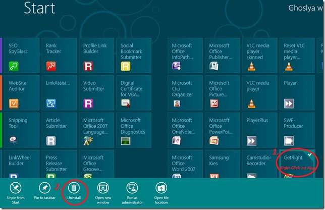 How to Uninstall Apps from Windows 8 via Start Menu
