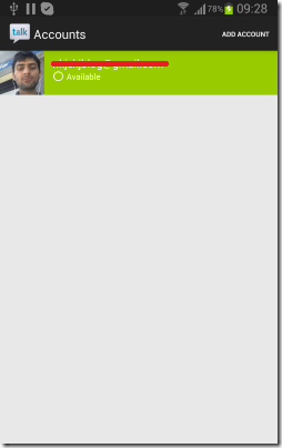 added accont in gtalk for video calling
