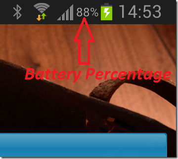 battery percentage on status bar