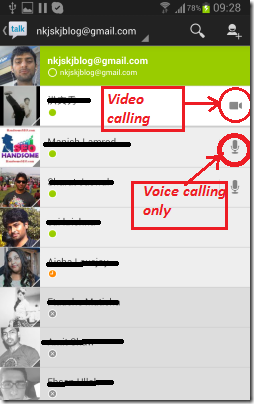 video calling icon is available on contacts who are ready for video call
