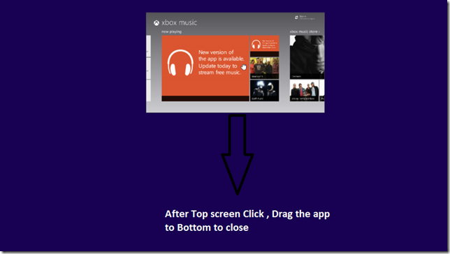 windows 8 close app by Dragging