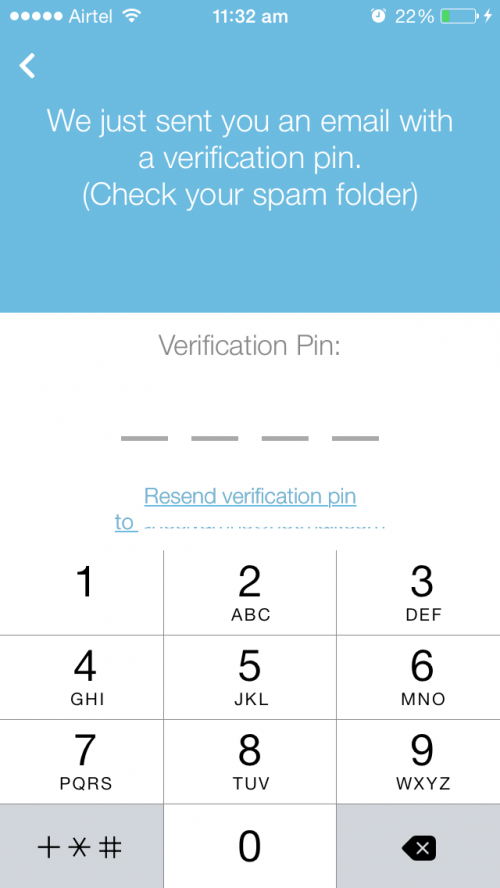 jott messenger app screen for pin verification