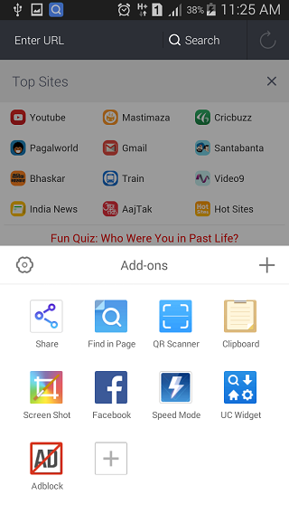 UC Browser Android App addons to enrich features