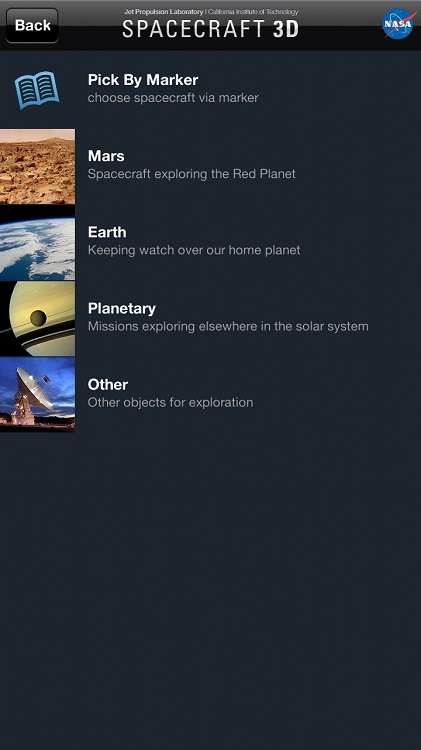 spacecraft 3d app category selection